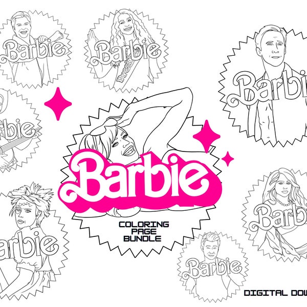 Barbie Movie Coloring Page Bundle | Weird Barbie, Margot Robbie, Ken, Allan - Coloring books for Adults, Teens, Children