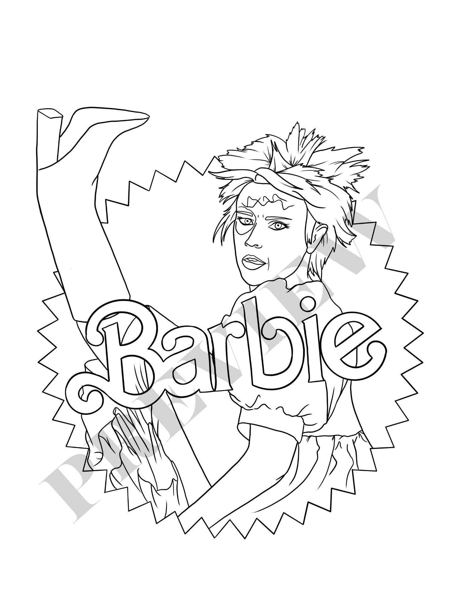 Barbie Movie Coloring Page Bundle Weird Barbie, Margot Robbie, Ken ...