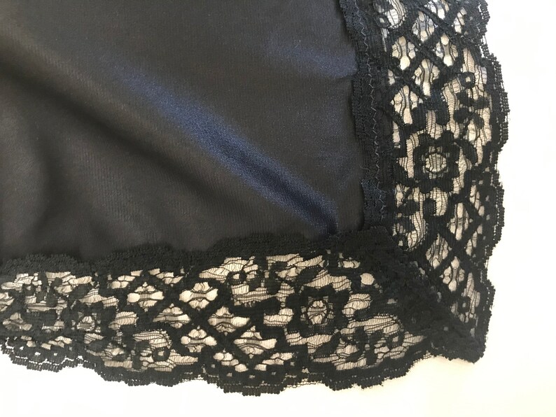 Lovely Long Black Halfslip With Lace Trim Size Etsy