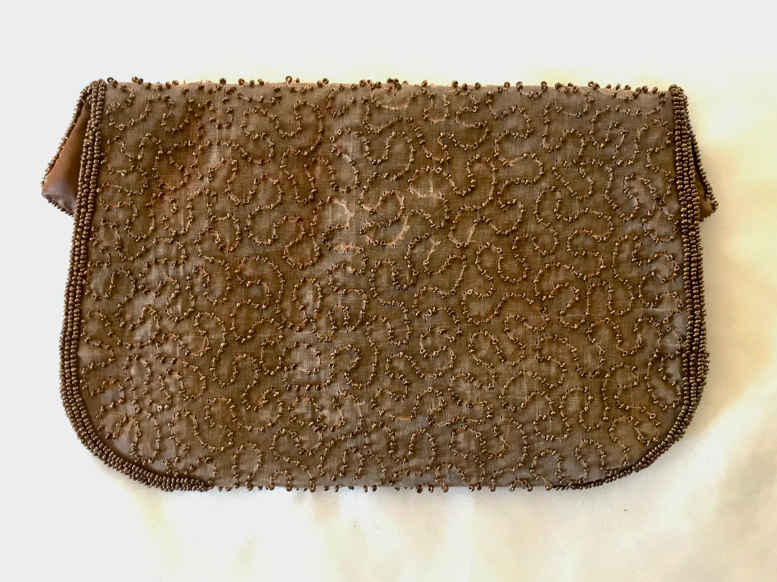 1950s Cocoa Hand-beaded Clutch With Mirror Made in Belgium for | Etsy