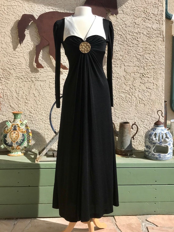 1970s Corky Craig of California Black Maxi Dress