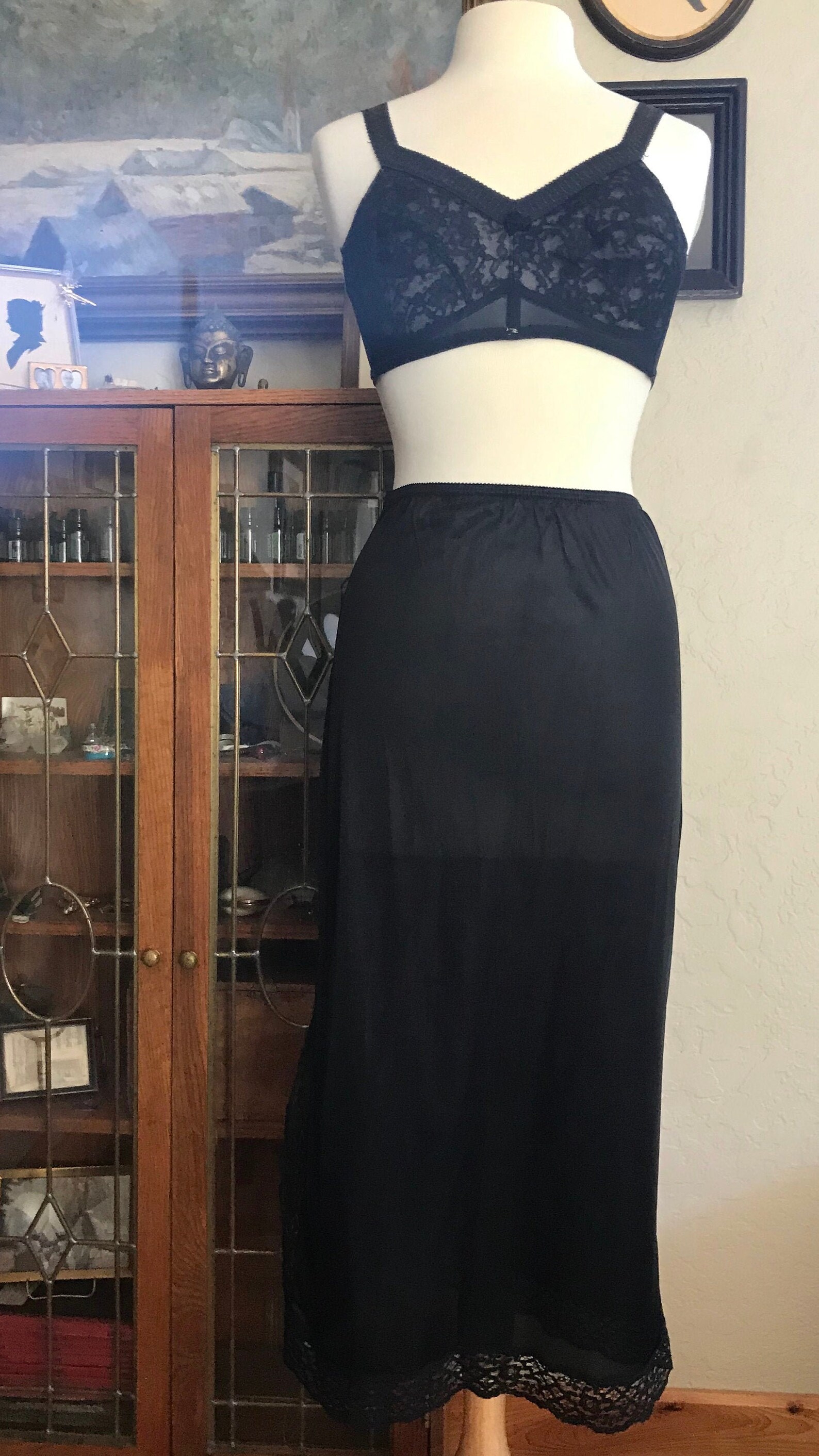 black half slip with lace trim