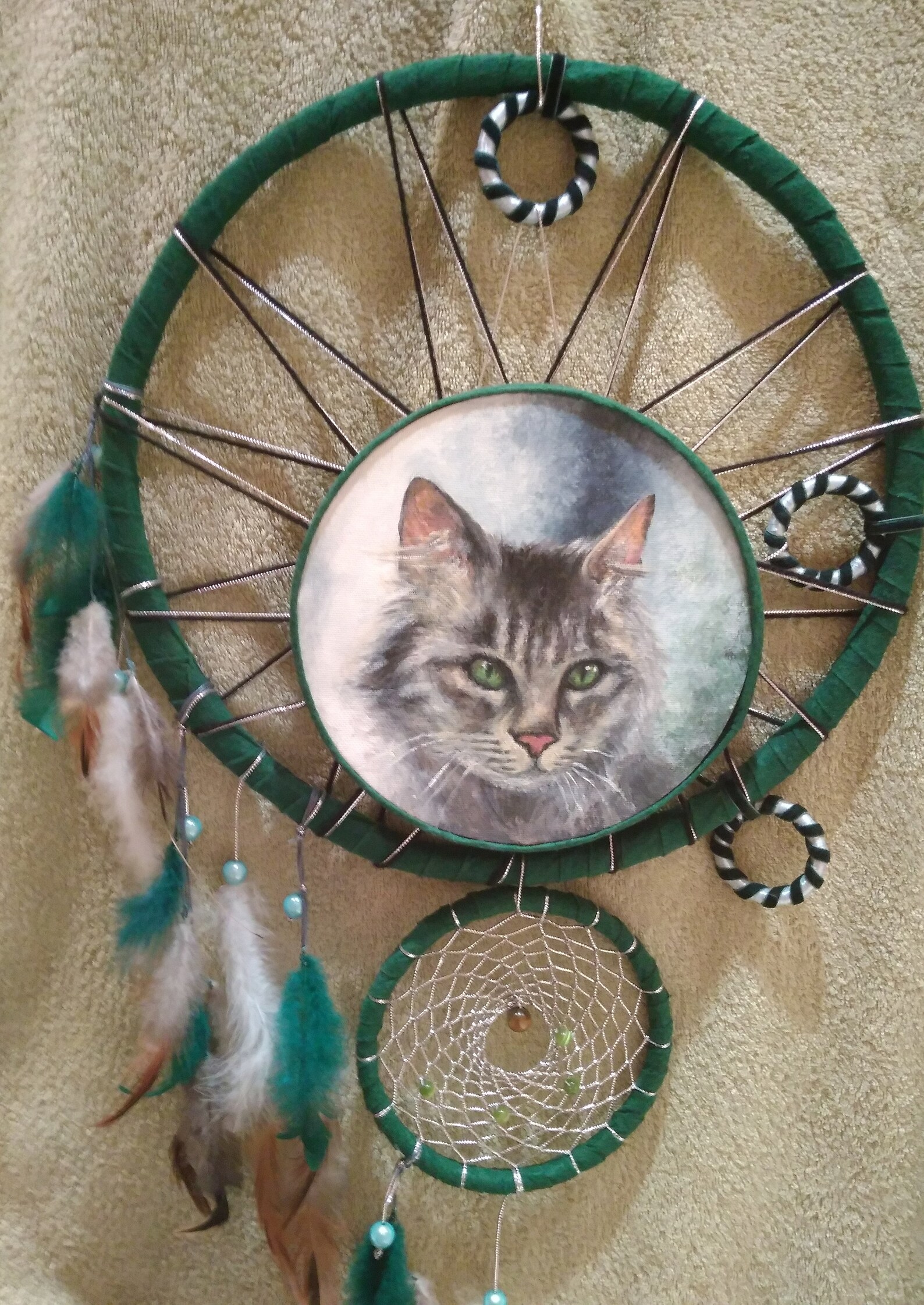 Custom pet portrait in dream catcher Dog portrait Cat Etsy