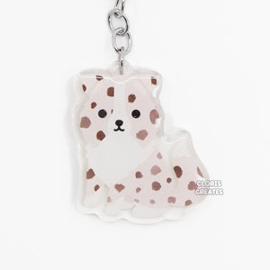 Red Merle Border Collie Acrylic Dog Breed Keychain | Cartoon Kawaii Art Puppy Glitter Charm | Chibi Cute Animal Lover Pet Loss Memorial Gift