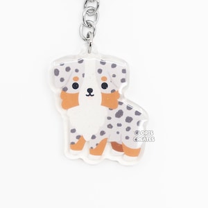 Blue Merle Australian Shepherd Aussie Acrylic Dog Breed Keychain | Cartoon Kawaii Art Puppy Lover Glitter Charm | Chibi Cute Pet Loss Gift