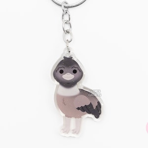 Llavero de animal de granja emú amigable / Dije de pájaro silvestre acrílico con purpurina de arte chibi de dibujos animados / Lindo regalo de recuerdo de avestruz de zoológico de mascotas kawaii