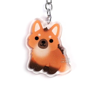 Maned Wolf Acrylic Glitter Keychain | Kawaii Chibi Wild Dog Animal Lover Art Charm | Cute Cartoon Wildlife Zoo Souvenir Canine Keyring Gift
