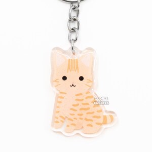 Orange Tabby American Bobtail Cat Acrylic Pet Breed Keychain | Cartoon Chibi Art Glitter Charm | Kawaii Cute Kitten Lover Pet Loss Gift