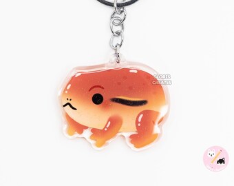 Tomato Frog Acrylic Pet Breed Keychain | Cartoon Kawaii Art Exotic Frog Glitter Charm | Chibi Cute Amphibian Critter Animal Lover Gift