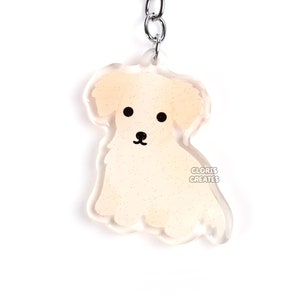 Borzoi Acrylic Dog Breed Keychain | Cartoon Kawaii Art Puppy Glitter Charm | Chibi Cute Pet Loss Memorial Gift