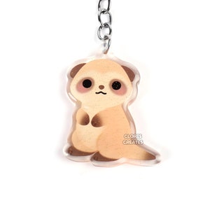 Llavero acrílico con purpurina de suricata/Amuleto artístico kawaii para amantes de la mangosta/Llavero de recuerdo de zoológico con dibujos animados de vida silvestre