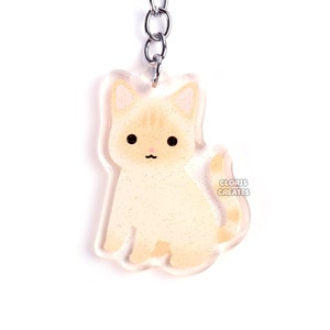 Flame Point Siamese Cat Acrylic Pet Breed Keychain | Cartoon Chibi Art Glitter Charm | Kawaii Cute Kitten Lover Pet Loss Memorial Gift