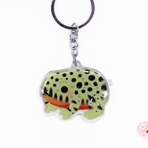 Oriental Fire Bellied Toad Frog Acrylic Pet Breed Keychain | Cartoon Kawaii Exotic Charm | Chibi Cute Amphibian Critter Animal Lover Gift