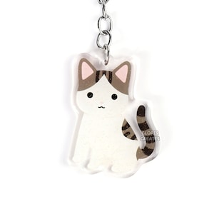 Tabby Shorthaired Van Cat Acrylic Pet Breed Keychain | Cartoon Chibi Animal Art Glitter Charm | Kawaii Cute Kitten Loss Memorial Gift