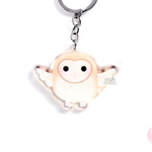 Llavero acrílico con purpurina de búho, diseño de pájaro, estilo kawaii chibi, para amantes de los animales salvajes, regalo de recuerdo de safari, zoológico y vida silvestre.