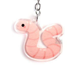 Earthworm Keychain | Cartoon Chibi Insect Worm Lover Double-Sided Glitter Acrylic Bag Charm | Kawaii Cute Animal Bug Collector Keyring Gift