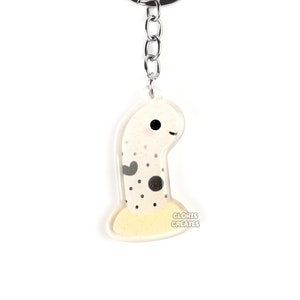 Llavero acrílico con purpurina de anguila de jardín moteada/Amuleto artístico kawaii de animal marino chibi para amantes del océano/Regalo de recuerdo de linda criatura marina de dibujos animados
