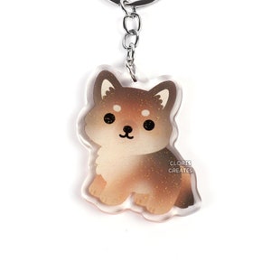 Coyote Acrylic Glitter Animal Keychain | Kawaii Chibi Wild Dog Canine Lover Art Charm | Cute Cartoon Wildlife Zoo Souvenir Keyring Gift