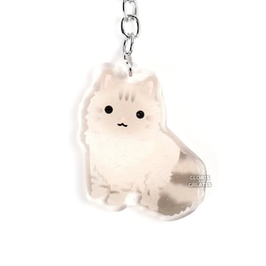 Lynx Point Ragdoll Cat Acrylic Pet Breed Keychain | Cartoon Chibi Animal Art Glitter Charm | Kawaii Cute Longhaired Kitten Lover Gift