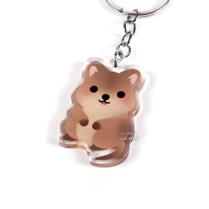 Quokka Acrylic Glitter Keychain | Kawaii Chibi Wild Aussie Animal Lover Charm | Cute Cartoon Australian Wildlife Zoo Souvenir Keyring Gift