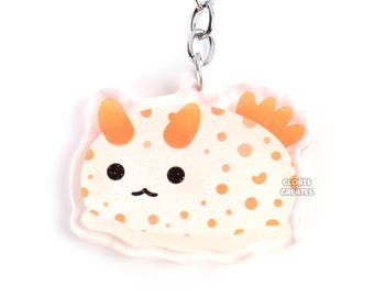 Llavero acrílico con purpurina de babosa marina y nudibranquio payaso/dije kawaii de biología marina/bonito dibujo animado de animal marino, regalo de recuerdo para acuario