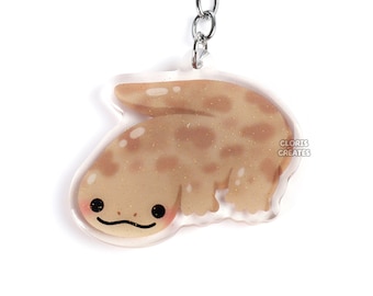 Chinese Giant Salamander Lizard Acrylic Keychain | Cartoon Kawaii Art Exotic Pet Glitter Charm | Chibi Cute Reptile Critter Animal Gift