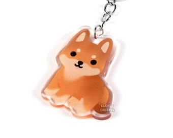 Dingo Wild Dog Acrylic Glitter Keychain | Kawaii Chibi Wild Aussie Animal Lover Charm | Cute Cartoon Australian Wildlife Zoo Keyring Gift