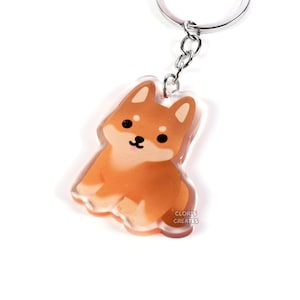 Dingo Wild Dog Acrylic Glitter Keychain | Kawaii Chibi Wild Aussie Animal Lover Charm | Cute Cartoon Australian Wildlife Zoo Keyring Gift