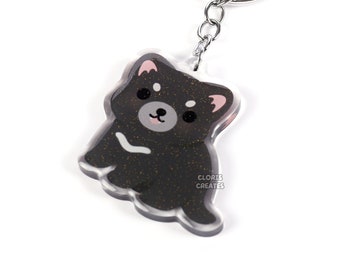 Tasmanian Devil Acrylic Glitter Keychain | Kawaii Chibi Wild Aussie Animal Charm | Cute Cartoon Australia Wildlife Zoo Souvenir Keyring Gift
