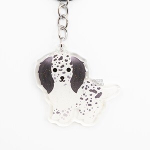 Black English Setter Acrylic Dog Breed Keychain | Cartoon Kawaii Art Puppy Charm | Chibi Cute Animal Lover Pet Loss Memorial Keyring Gift