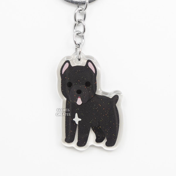 Cane Corso Italian Mastiff Acrylic Dog Breed Keychain | Cartoon Kawaii Art Puppy Lover Glitter Charm | Chibi Cute Pet Loss Memorial Gift