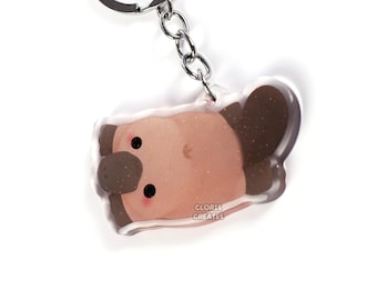 Platypus Acrylic Glitter Keychain | Kawaii Chibi Wild Aussie Animal Lover Charm | Cute Cartoon Australian Wildlife Zoo Souvenir Keyring Gift