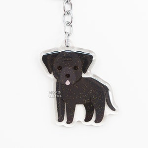 Flopped Black Great Dane Mastiff Acrylic Dog Keychain | Cartoon Kawaii Art Puppy Charm | Chibi Cute Animal Lover Pet Loss Memorial Gift