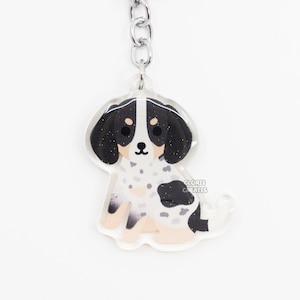 Bluetick Coonhound Acrylic Dog Breed Keychain | Cartoon Kawaii Art Puppy Lover Glitter Charm | Chibi Cute Pet Loss Memorial Gift