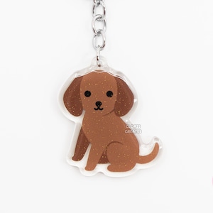 Redbone Coonhound Acrylic Dog Breed Keychain | Cartoon Kawaii Art Puppy Lover Glitter Charm | Chibi Cute Pet Loss Memorial Gift