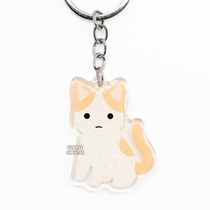 Orange Shorthaired Van Cat Acrylic Pet Breed Keychain | Cartoon Chibi Animal Glitter Charm | Kawaii Cute Tuxedo Kitten Loss Memorial Gift
