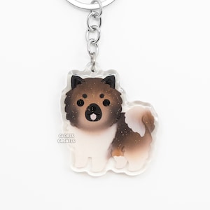 Eurasier Acrylic Dog Breed Keychain | Cartoon Kawaii Art Puppy Epoxy Glitter Charm | Chibi Cute Animal Lover Pet Loss Memorial Keyring Gift