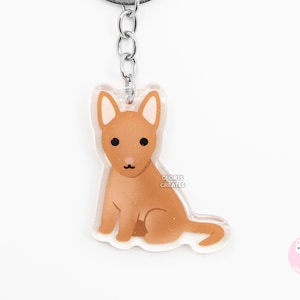 Pharaon Hound Cirneco dell'Etna acrylique race de chiens porte-clés | de dessin animé Art Kawaii à paillettes pour chiot | Joli cadeau commémoratif de perte d'animal de compagnie Chibi