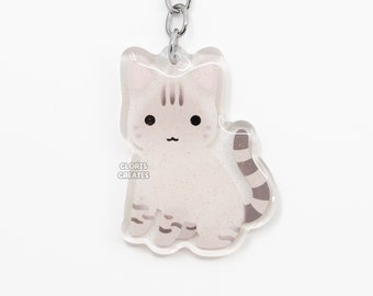 Lynx Point Siamese Cat Acrylic Pet Breed Keychain | Cartoon Chibi Animal Art Glitter Charm | Kawaii Cute Kitten Lover Pet Loss Memorial Gift