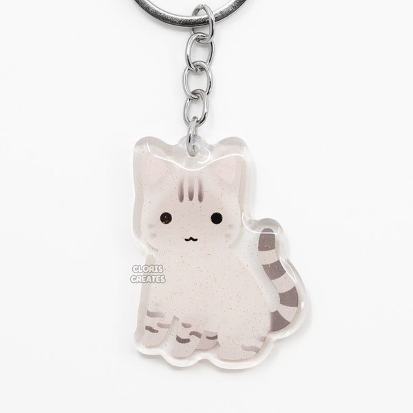 Lynx Point Siamese Cat Acrylic Pet Breed Keychain | Cartoon Chibi Animal Art Glitter Charm | Kawaii Cute Kitten Lover Pet Loss Memorial Gift