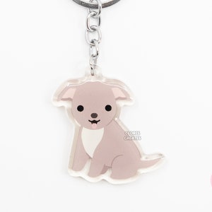 Silver Fawn Pitbull Staffy Staffordshire Bull Terrier Acrylic Dog Keychain | Cartoon Kawaii Art Puppy Charm | Chibi Cute Pet Loss Gift
