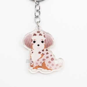 Red Merle Aussiedoodle (Aussie Doodle) Acrylic Mixed Dog Breed Keychain | Cartoon Kawaii Puppy Glitter Charm | Chibi Cute Pet Loss Gift