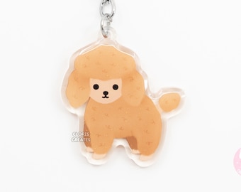 Apricot Standard Poodle Clear Acrylic Dog Breed Keychain | Cartoon Kawaii Art Puppy Charm | Chibi Cute Animal Lover Pet Loss Memorial Gift