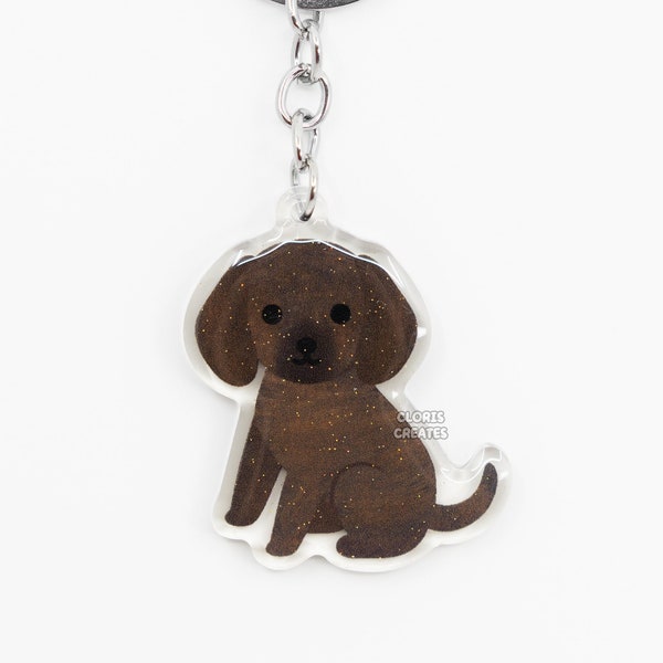 Plott Hound Coonhound Acrylic Brindle Dog Breed Keychain | Cartoon Kawaii Art Puppy Lover Glitter Charm | Chibi Cute Pet Loss Memorial Gift