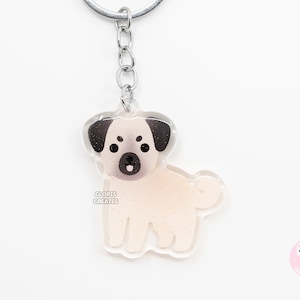 Anatolian Shepherd Turkish Kangal Acrylic Dog Breed Keychain | Cartoon Kawaii Art Puppy Glitter Charm | Chibi Cute Pet Loss Memorial Gift