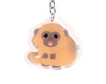 Howler Monkey Acrylic Glitter Keychain | Kawaii Chibi Wild Primate Animal Lover Art Charm | Cute Cartoon Zoo Souvenir Wildlife Keyring Gift