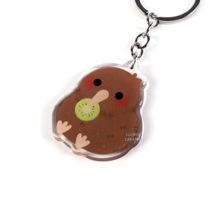 Llavero acrílico con purpurina de pájaro kiwi / Amuleto artístico de pájaro salvaje de Nueva Zelanda kawaii / Lindo llavero de recuerdo de zoológico de vida silvestre de dibujos animados