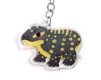 Asian Water Monitor Lizard Acrylic Keychain | Cartoon Kawaii Art Exotic Pet Breed Glitter Charm | Chibi Cute Critter Reptile Animal Gift