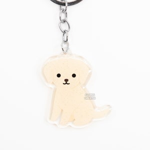 Yellow Labrador Retriever Acrylic Dog Keychain | Cartoon Kawaii Art Puppy Glitter Charm | Chibi Cute Animal Lover Pet Loss Memorial Gift