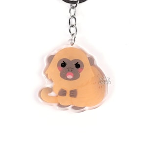 Howler Monkey Acrylic Glitter Keychain | Kawaii Chibi Wild Primate Animal Lover Art Charm | Cute Cartoon Zoo Souvenir Wildlife Keyring Gift